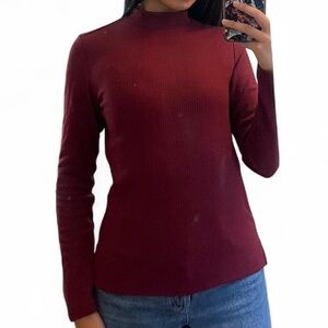Women's Burgundy Long Sleeve Top